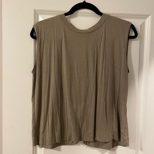 Feel The Piece Cotton Jersey Muscle Tank with Back Buttons - Olive Green